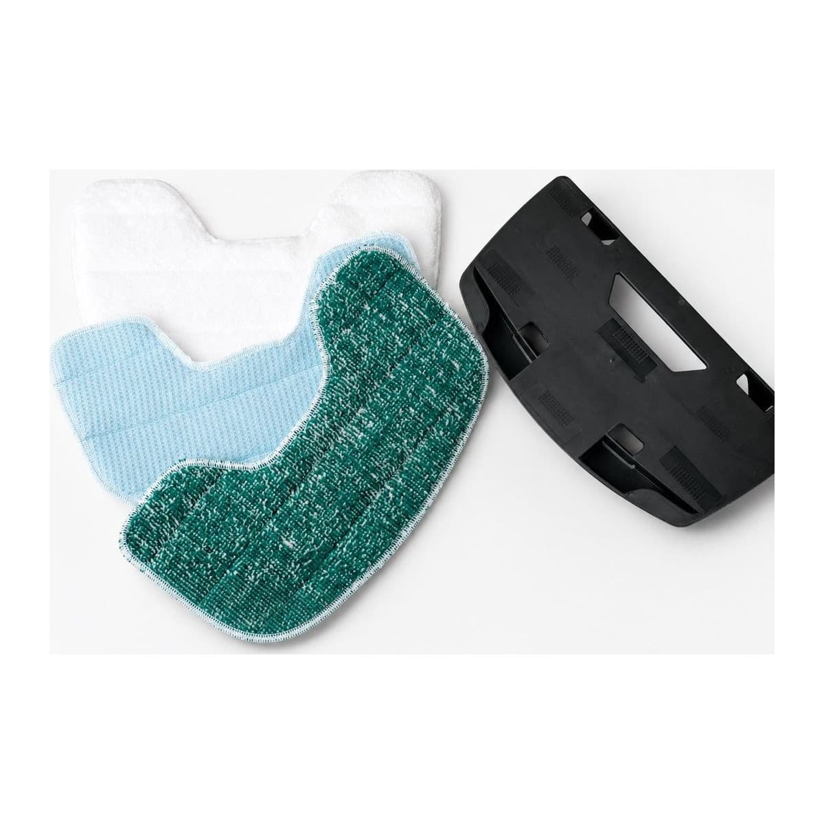 HYLA Wischpads-Set – schwarze Halterung mit weißem, blauem und grünem Mikrofaser-Pad